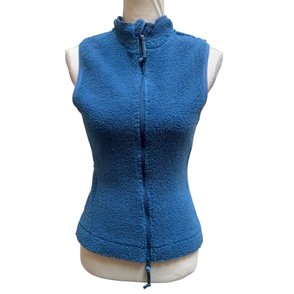 SKIMS Cozy Sherpa Fleece Vest Size Small Blue Zip Up Sleeveless Jacket EUC